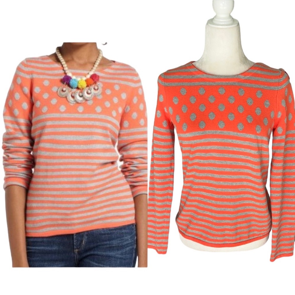 Anthropologie Orange and Gray Striped Sweater
